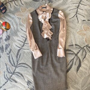 Gray Sheath Dress with Bishop Sleeves for Work Italian made BBB